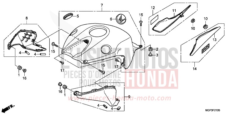 PROTECTEUR SUP. von CBR1000RR "Fireblade" PEARL GLARE WHITE (NHB53) von 2014